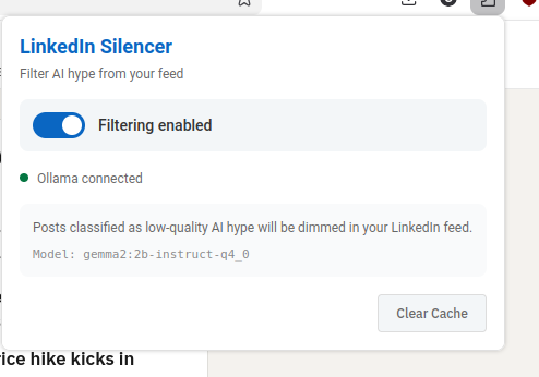 screenshot of extension UI